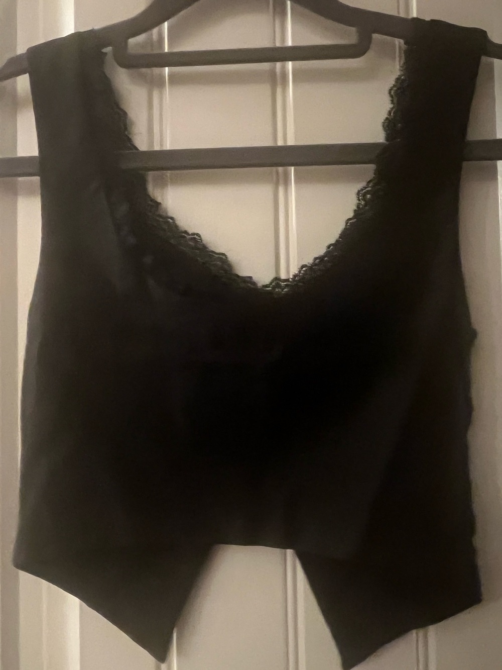 Princess Polly Black Lace-Trim High Cut middle Bandeau Tank, size 2